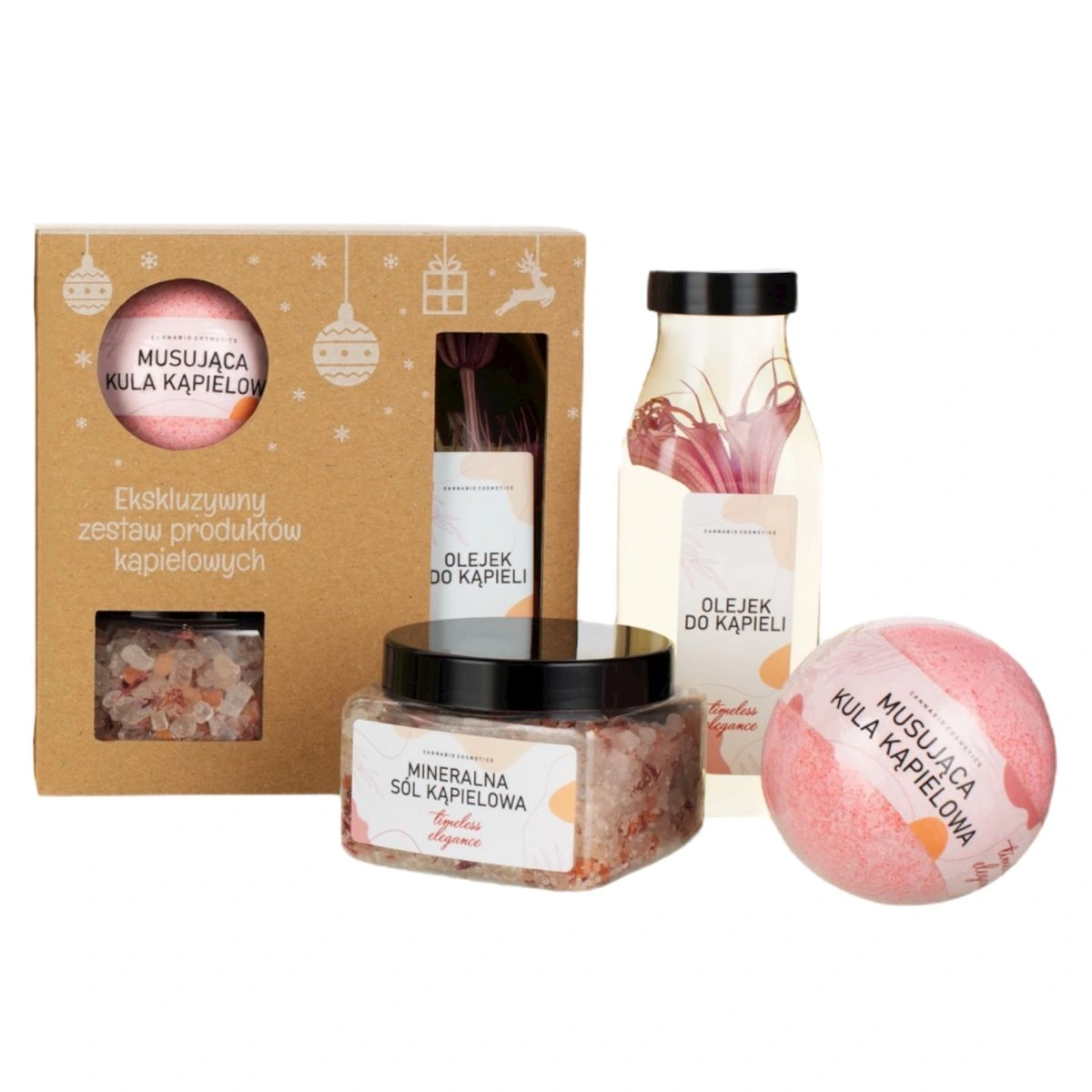 Zestaw kosmetyków do kąpieli Timeless Elegance kula, sól, olejek Cannabio
